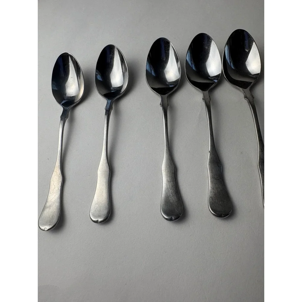 Vintage Set of 8 Oxford Hall Stainless Japan Demitasse Silverware 4.5